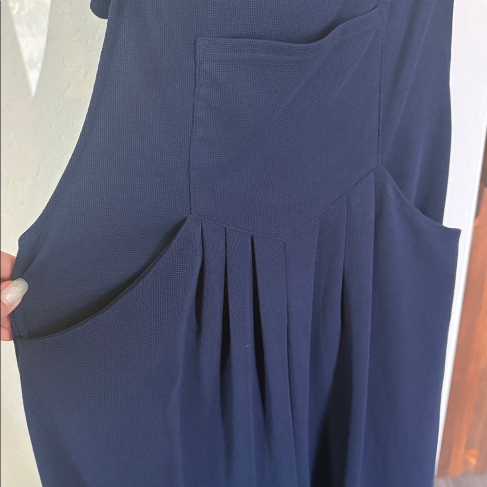 Halara NWOT Waffle Casual Dungarees w/ Pockets Color Dark Blue Size Small - Picture 9 of 11